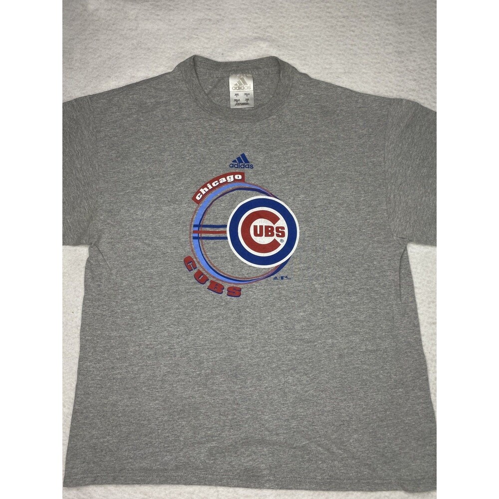 Vintage Cubs Men’s T-Shirt Large Chicago Baseball Team Grey MLB Adidas National